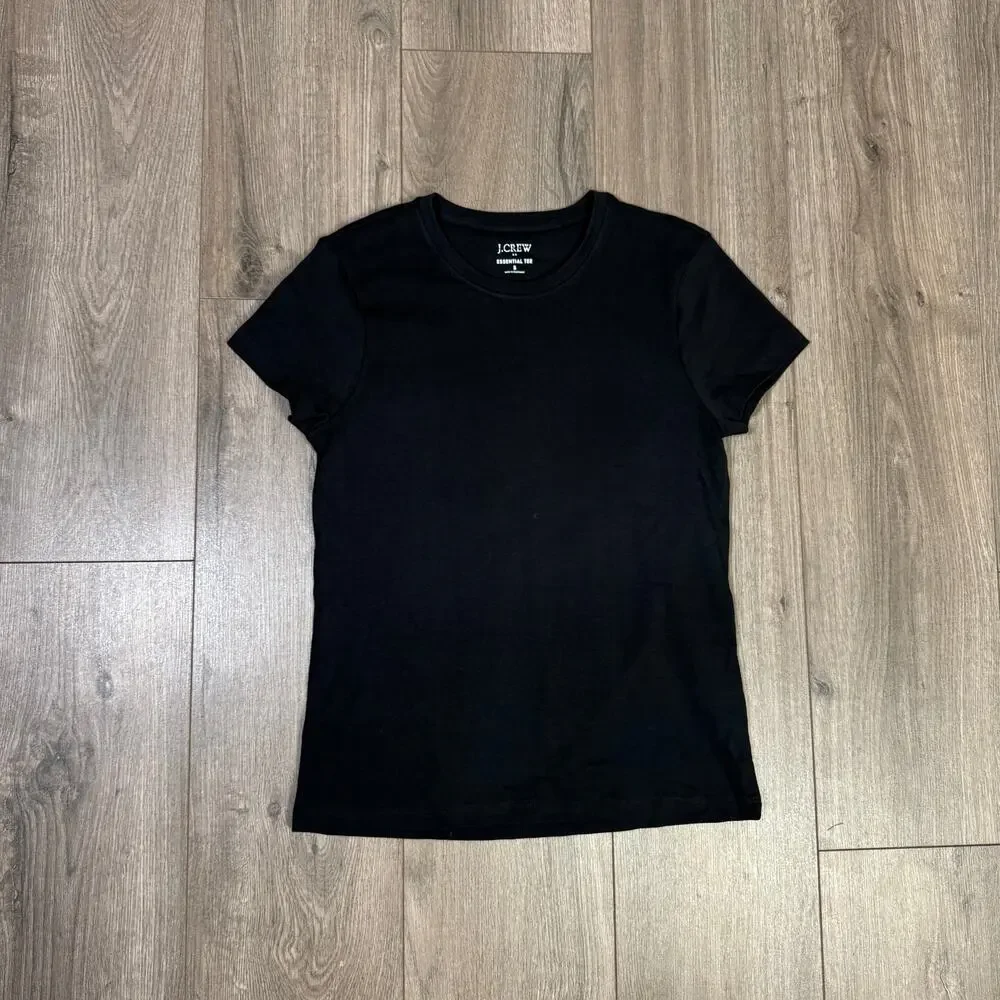 J.Crew Essential Short-Sleeve Crewneck Tee WMNS S Black Short Sleeve Lightweight